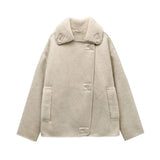 Fodrad skinnjacka dam Off-white / S