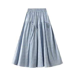 Gingham kjol Blå / One Size