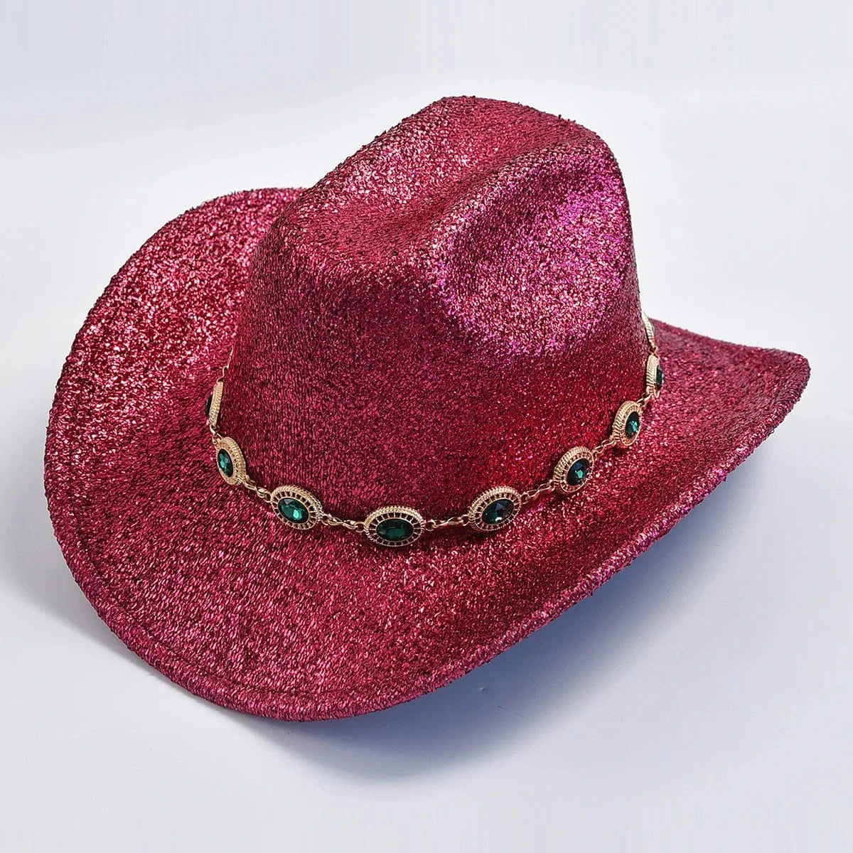 Glittrig cowboyhatt med strass Fuchsia / One Size