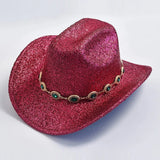 Glittrig cowboyhatt med strass Fuchsia / One Size