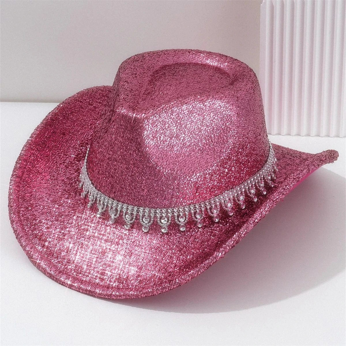 Glittrig cowboyhatt Rosa / 57