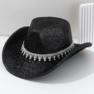 Glittrig cowboyhatt Svart / 57