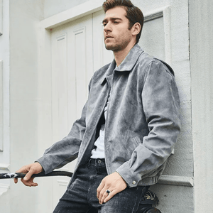 Grå mocka harrington jacka herr