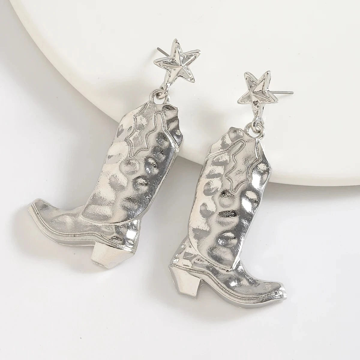 Hängande cowboyboots örhängen med stjärna