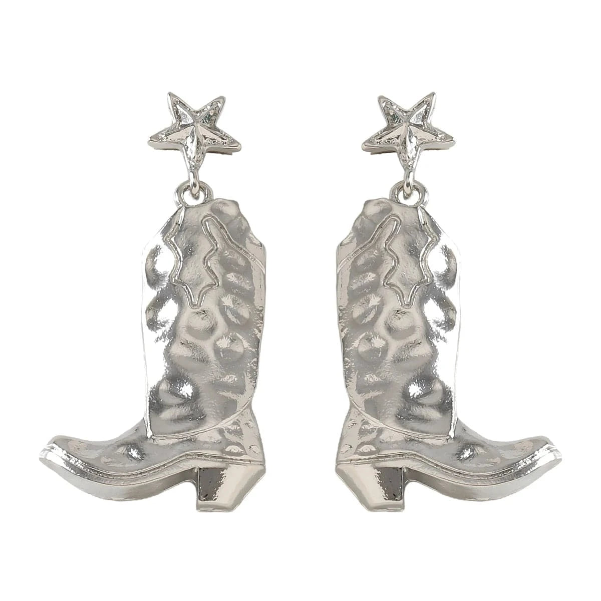 Hängande cowboyboots örhängen med stjärna Silver