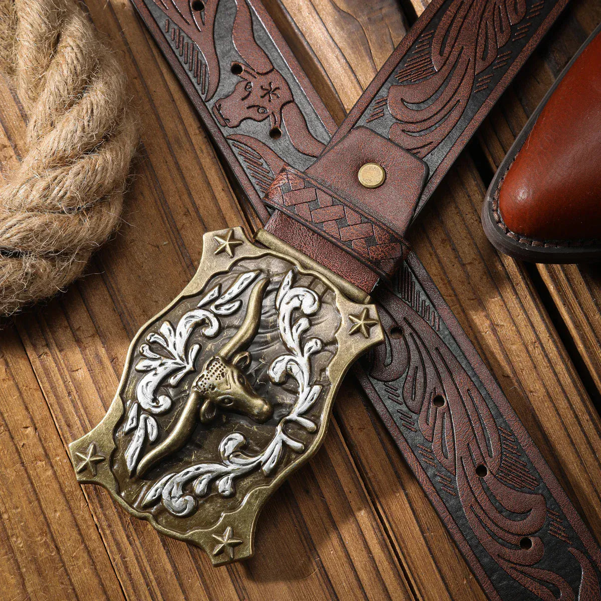 Herr­ cowboybälte longhornspänne
