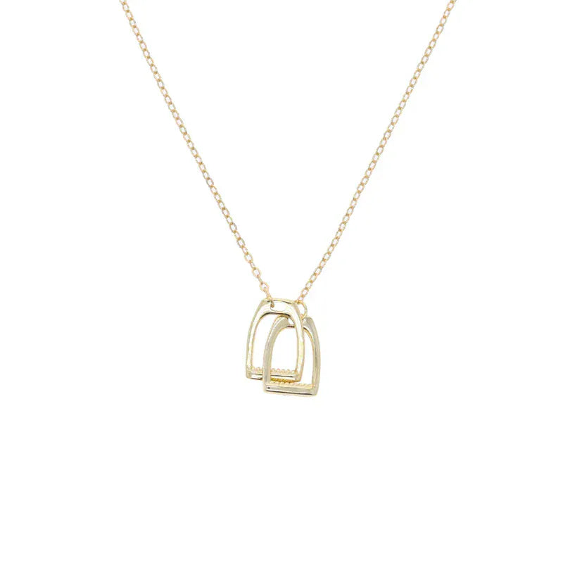 High Quality 925 Sterling Silver Fashion Horseshoe Horse Pendant Jewelry Gold Color Horse Lover U Dangle Necklace Bracelet Sets MN12-G