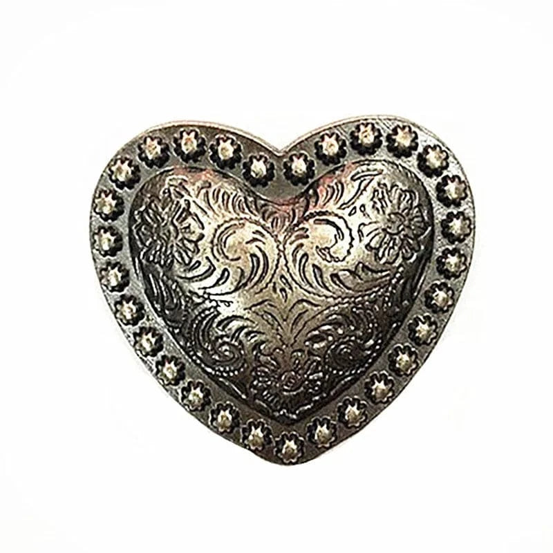 Hjärtformad Concho i Antiksilver Antik silver / 32x29 mm