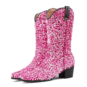 Höga Cowboyboots med Paljetter för Dam