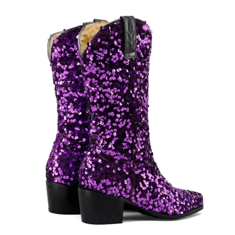 Höga Cowboyboots med Paljetter för Dam