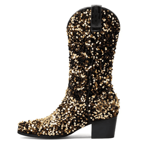 Höga Cowboyboots med Paljetter för Dam