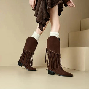Höga Frans Cowboyboots i Mocka