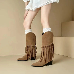 Höga Frans Cowboyboots i Mocka
