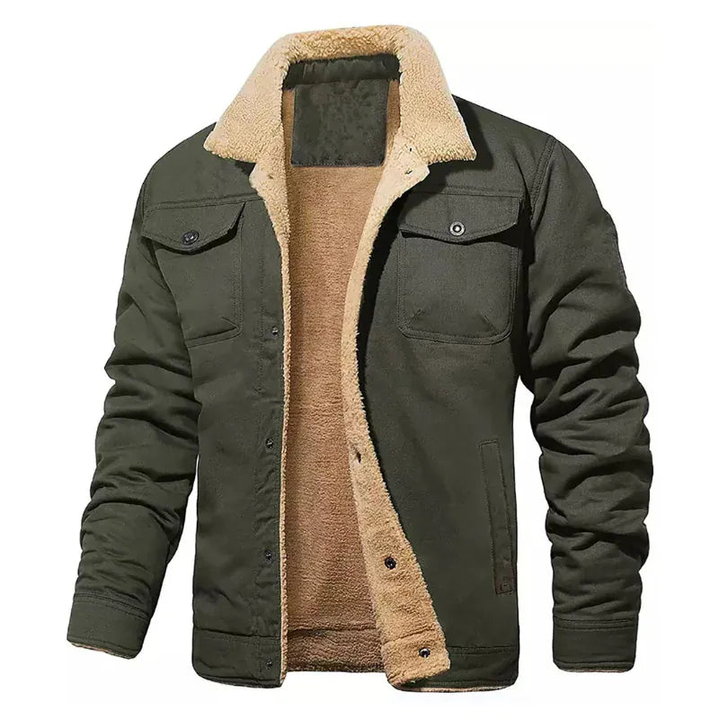 Jacka med fuskpälsfoder Grön / S