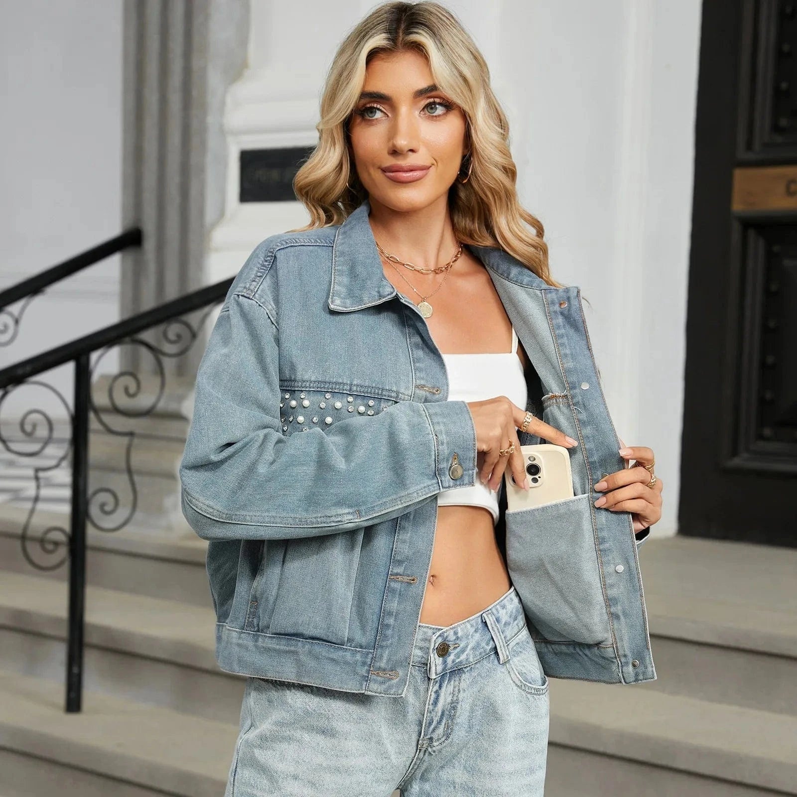 Jeans jacka ljusblå