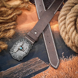 Klassisk cowboybälte tjurhuvudspänne