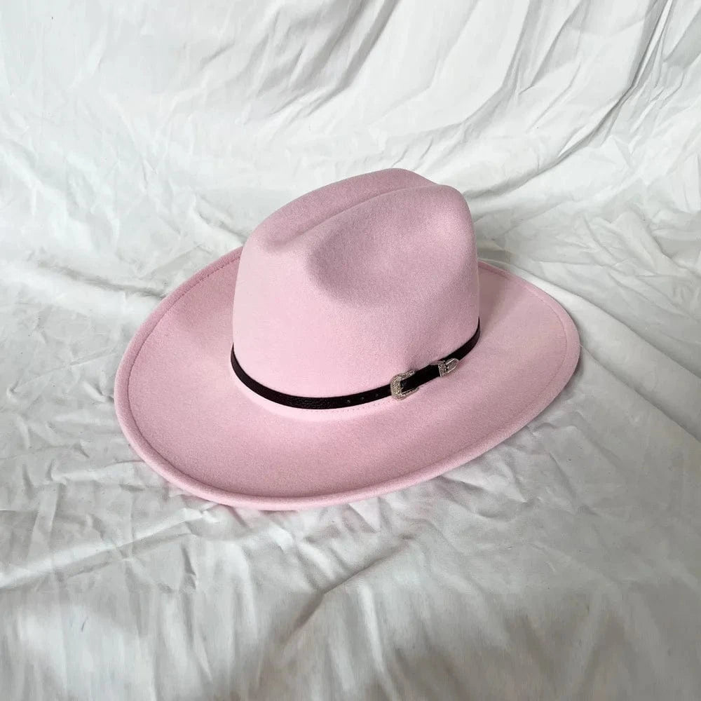 Klassisk Cowboyhatt Läderband Rosa / 57-59cm