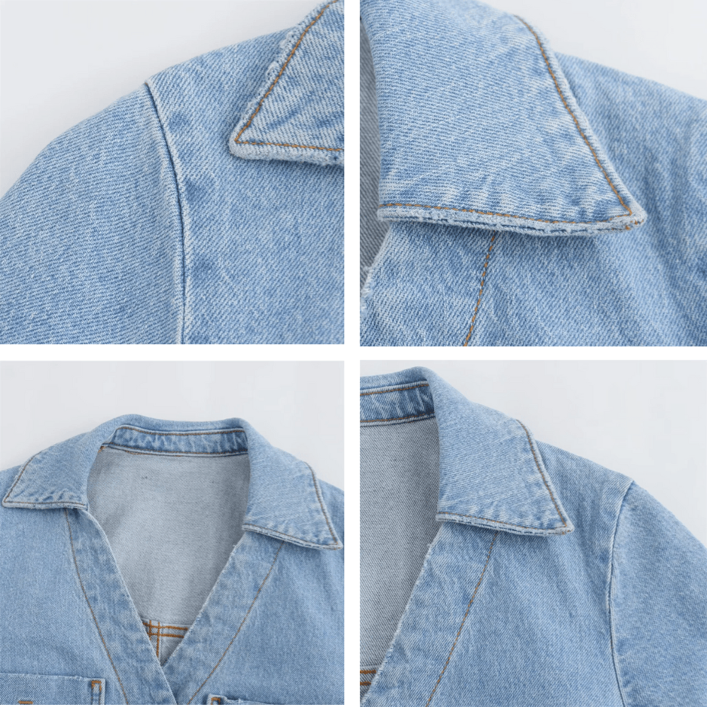 Kort denimklänning med knappar