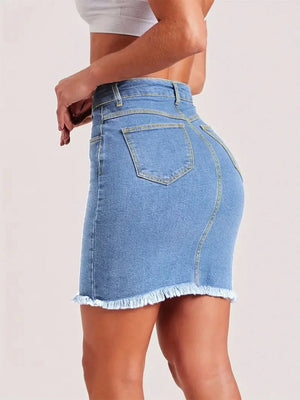 Kort jeanspennkjol