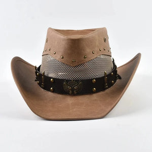 Läder Cowboyhatt med Mesh