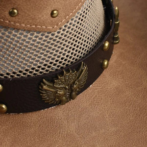 Läder Cowboyhatt med Mesh