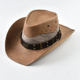 Läder Cowboyhatt med Mesh Beige / One Size