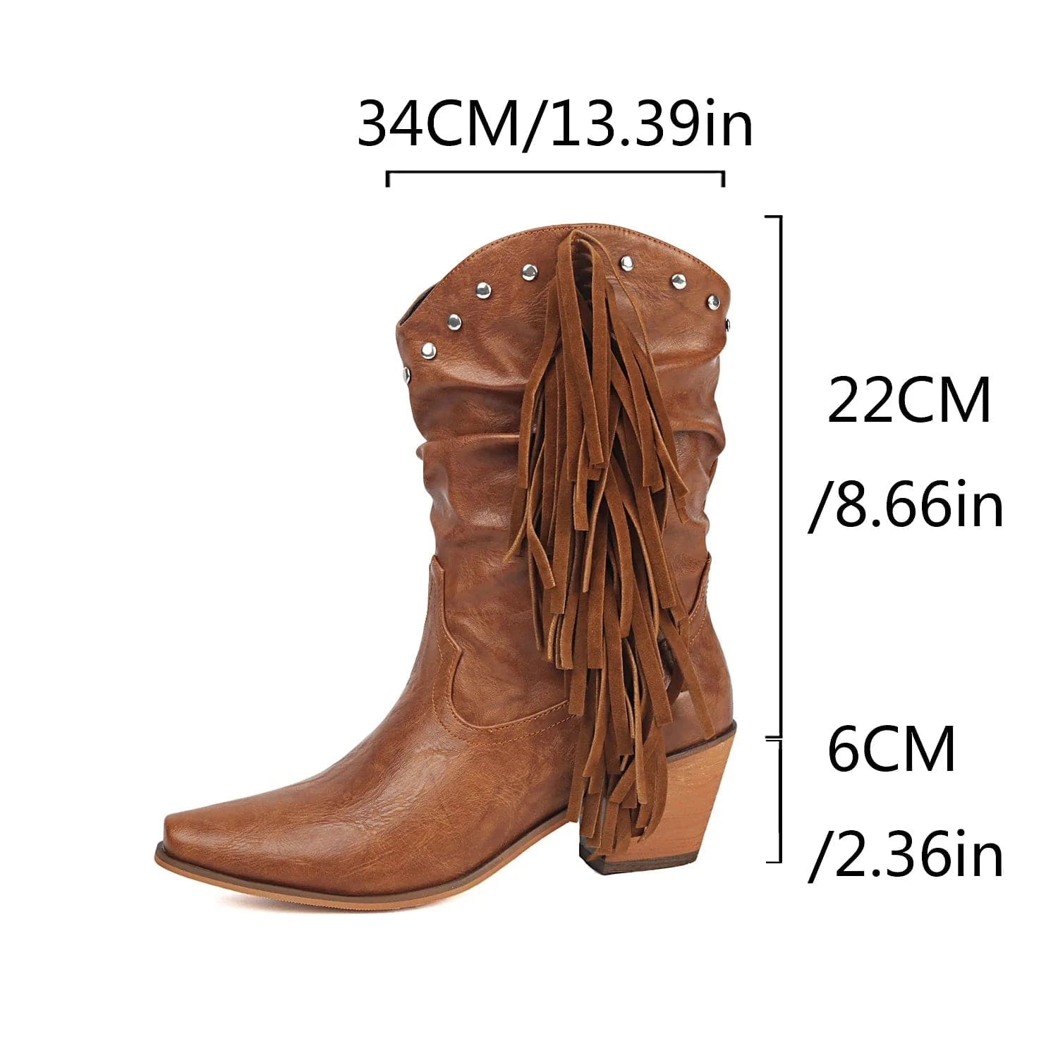Låga Cowboyboots i Slouchy Stil med Fransar för Dam
