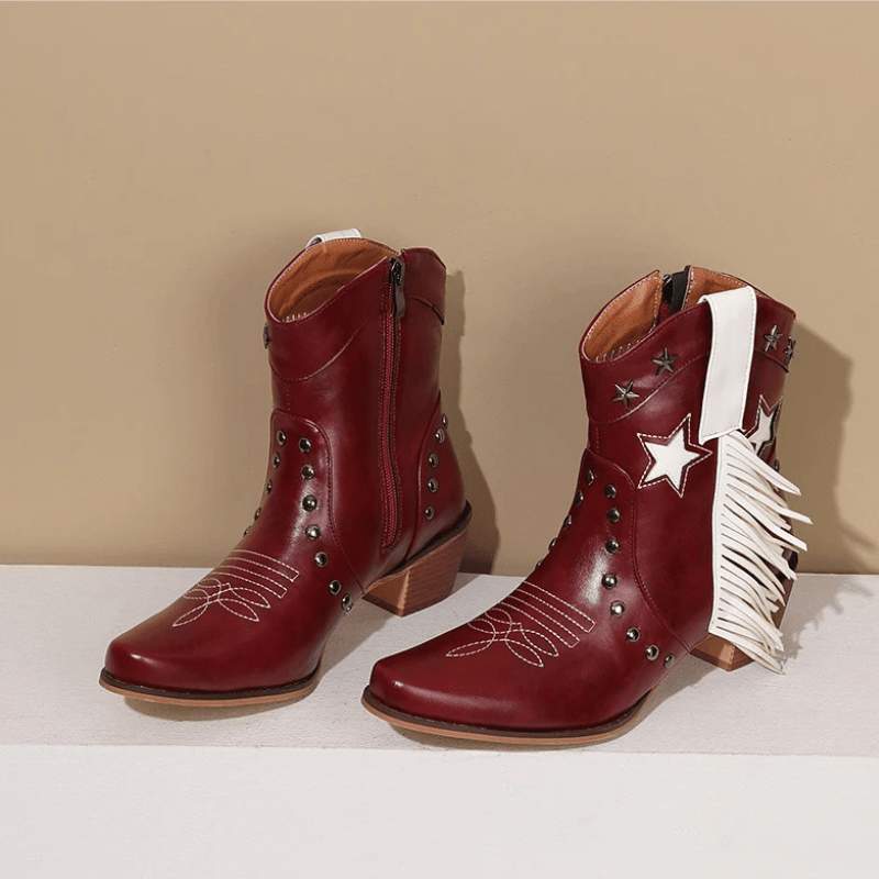 Låga Cowboyboots med Fransar och Stjärnor