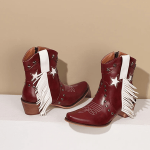 Låga Cowboyboots med Fransar och Stjärnor