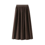 Lång krinklad kjol med resårmidja Brun / One Size