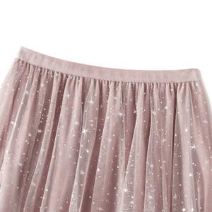 Lång tyllkjol med glittrig stjärnhimmel