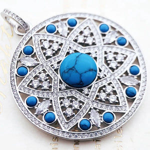 Mandala hänge i silver med turkos Silver med turkos