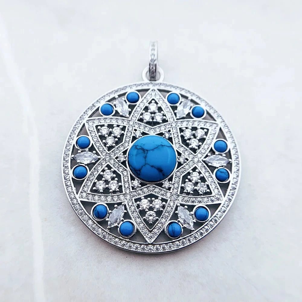 Mandala hänge i silver med turkos Silver med turkos
