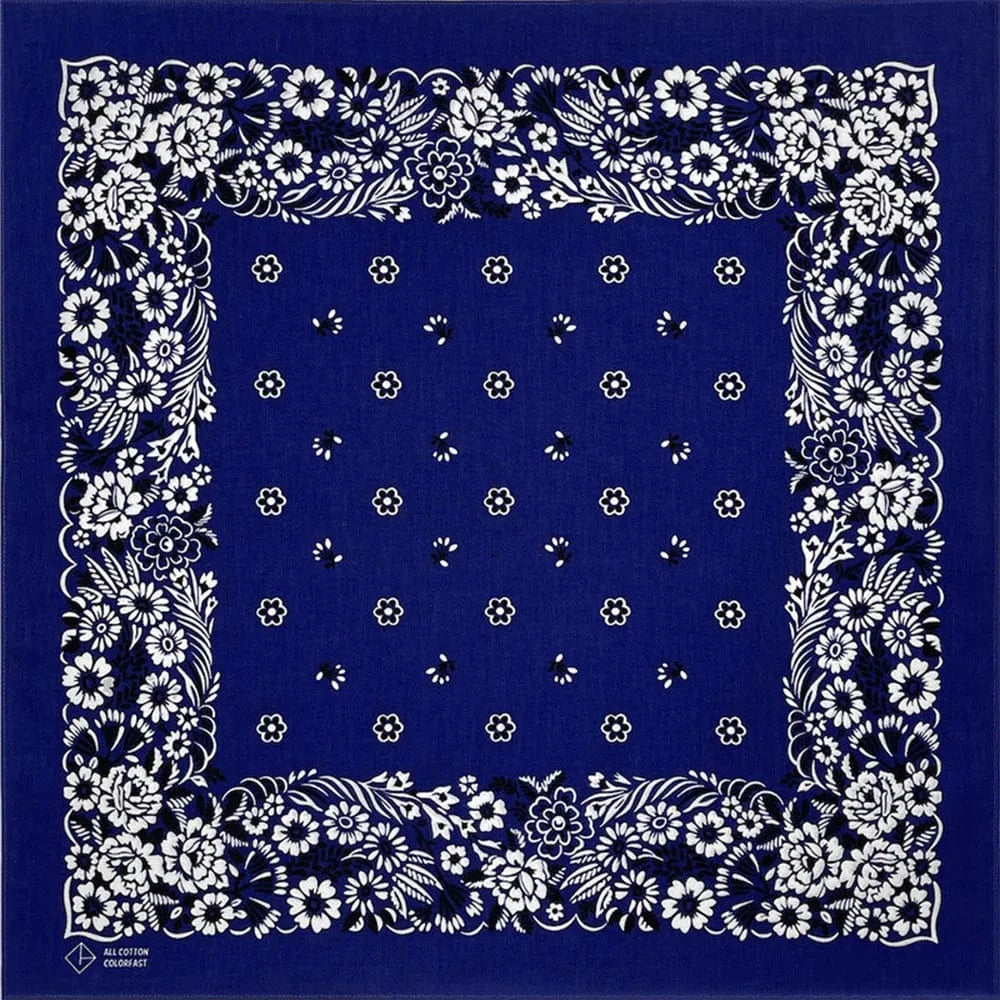Marinblå Bandana med Vitt Blomstermönster Marinblå