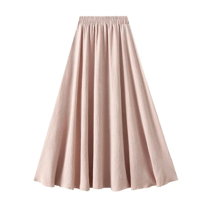 Maxikjol i mjuk, krinklad väv Rosa / One Size