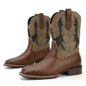 Tvåfärgade Cowboy Boots Herr med Fyrkantig Tå