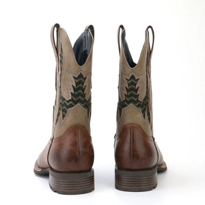 Tvåfärgade Cowboy Boots Herr med Fyrkantig Tå
