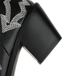 Metalliska Cowgirl Boots med Kontrastbrodyr