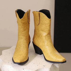 Mönstrade Låga Cowboyboots för Dam