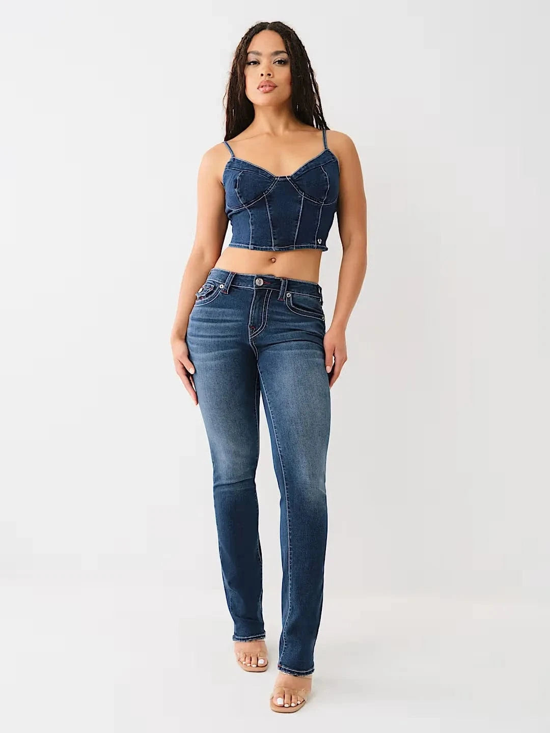 Mörkblå raka jeans dam