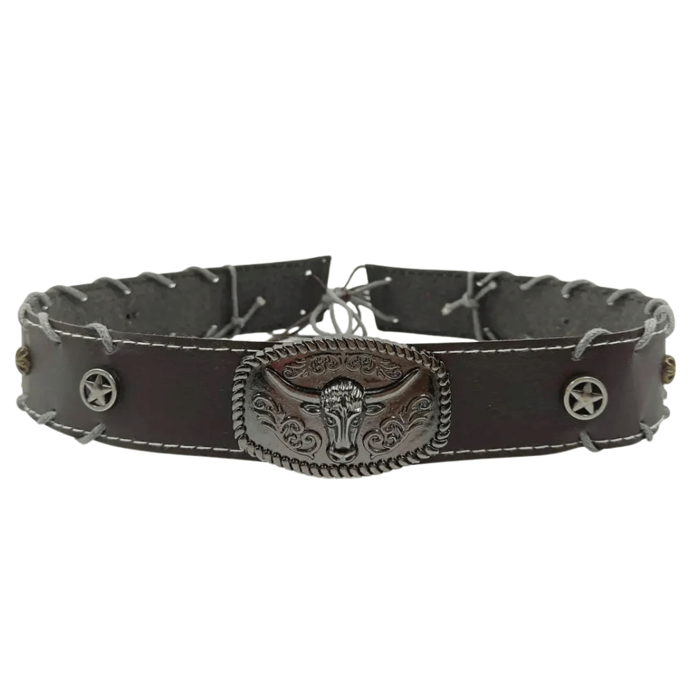Mörkbrun westernhattband longhorn Mörkbrun / 56-58cm