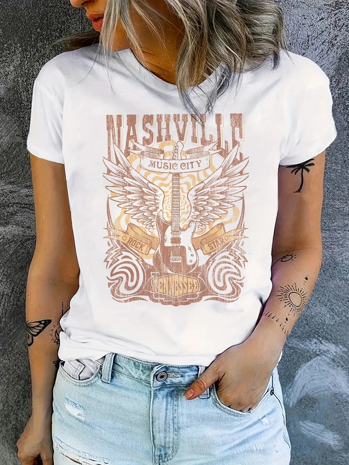 "Nashville Music City" T-shirt Vit / XS
