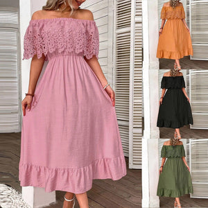 Off shoulder klänning sommar