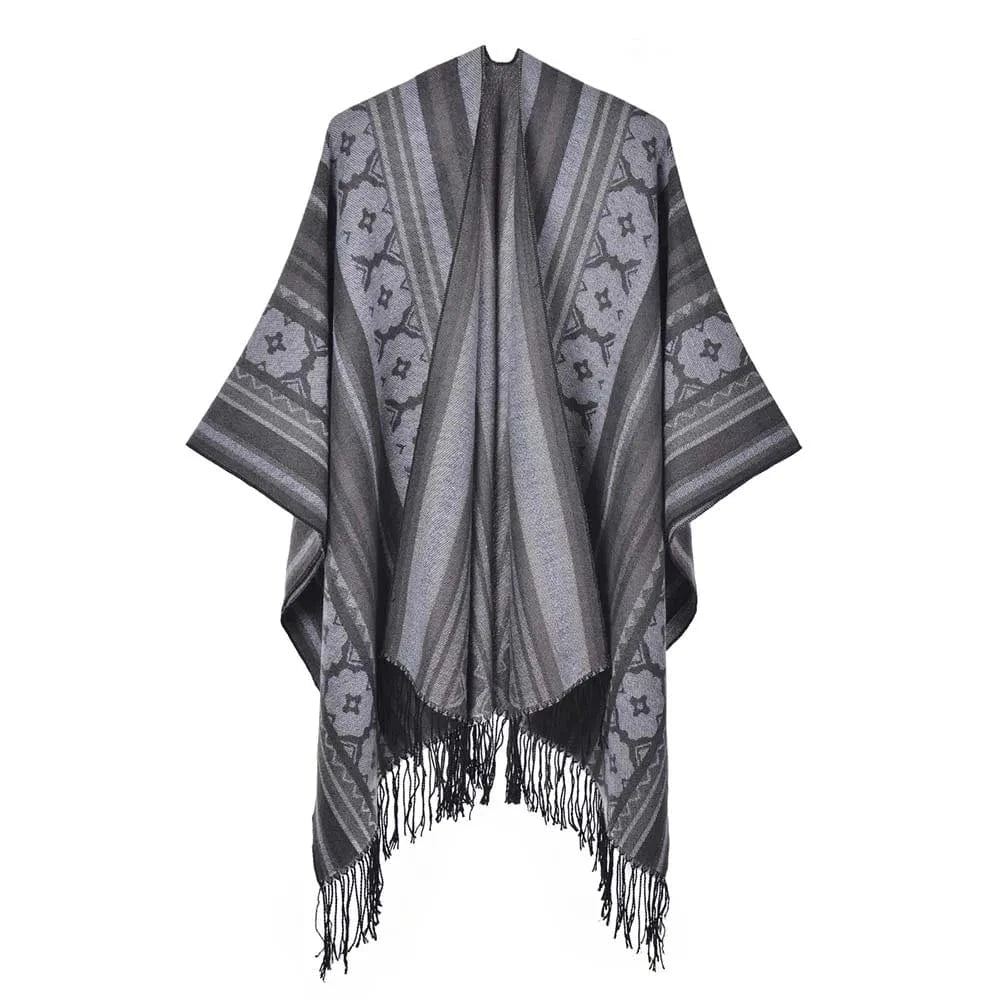 Oppen poncho dam Grå / One Size