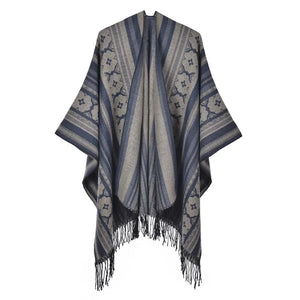 Oppen poncho dam Marinblå / One Size