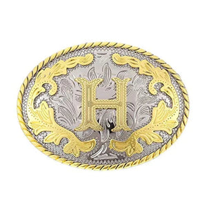 Ovalt westernbältesspänne med initial H