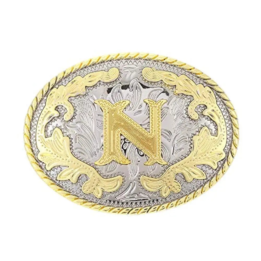 Ovalt westernbältesspänne med initial N