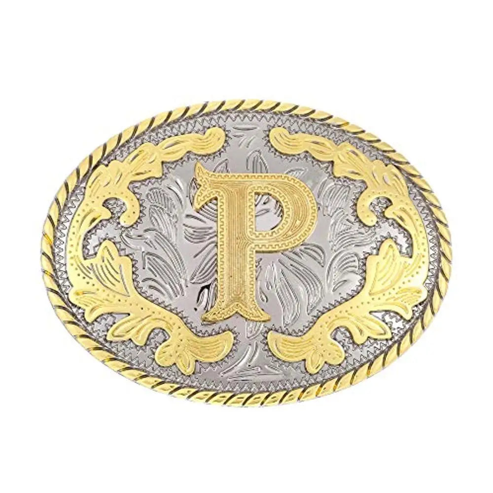 Ovalt westernbältesspänne med initial P
