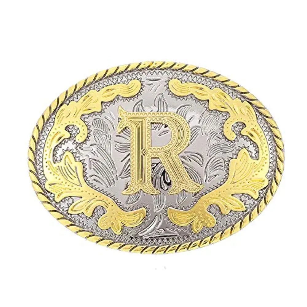Ovalt westernbältesspänne med initial R