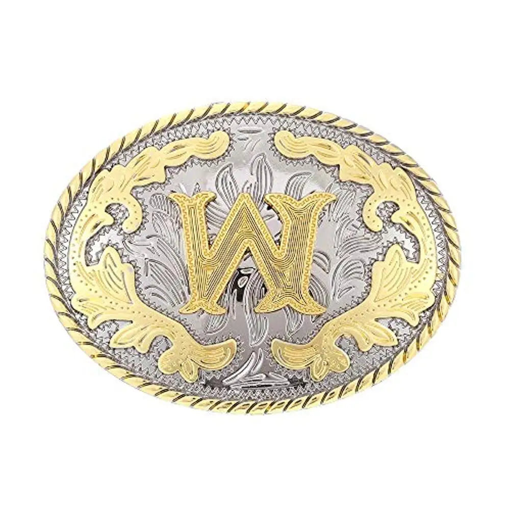 Ovalt westernbältesspänne med initial W
